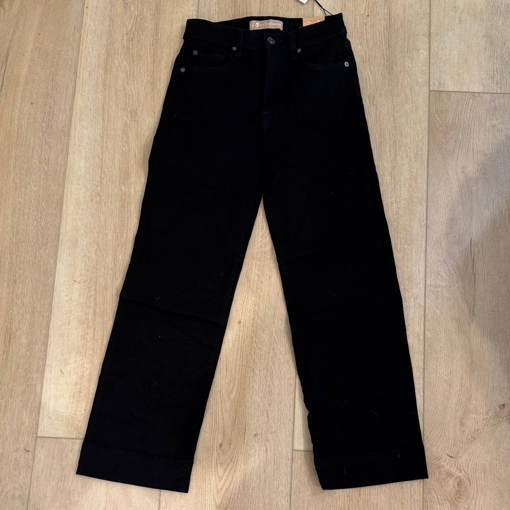 NWT 7 For All Mankind Black Baby Jo Cropped Trouser Jeans size 25